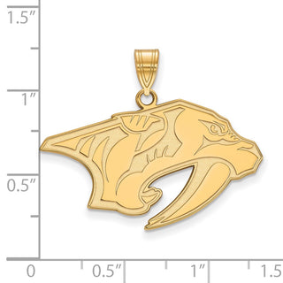Sterling Silver Gold-plated NHL LogoArt Nashville Predators Large Pendant