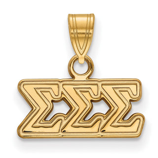 Sterling Silver Gold-plated LogoArt Sigma Sigma Sigma Sorority Greek Letters Small Pendant