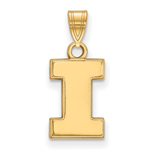 Sterling Silver Gold-plated LogoArt University of Illinois Letter I Small Pendant