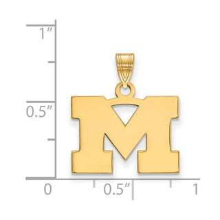 Sterling Silver Gold-plated LogoArt University of Michigan Letter M Small Pendant