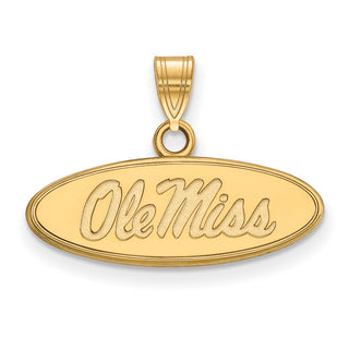 Sterling Silver Gold-plated LogoArt University of Mississippi Ole Miss Small Oval Pendant