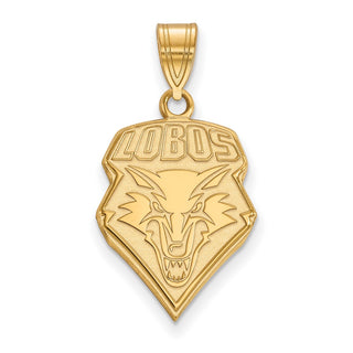 Sterling Silver Gold-plated LogoArt University of New Mexico Lobos Large Pendant