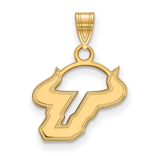 Sterling Silver Gold-plated LogoArt University of South Florida Bull Small Pendant