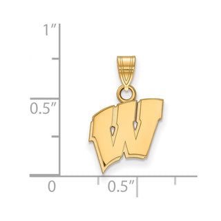 14k Gold LogoArt University of Wisconsin Letter W Small Pendant