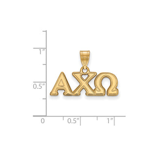 Sterling Silver Gold-plated LogoArt Alpha Chi Omega Sorority Greek Letters Medium Pendant