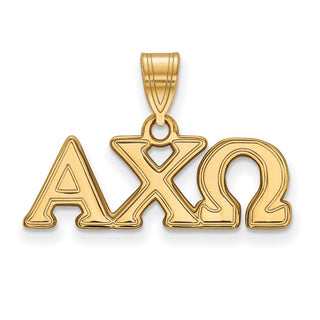 Sterling Silver Gold-plated LogoArt Alpha Chi Omega Sorority Greek Letters Medium Pendant