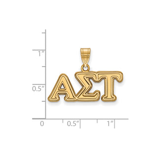Sterling Silver Gold-plated LogoArt Alpha Sigma Tau Sorority Greek Letters Medium Pendant
