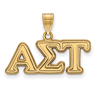 Sterling Silver Gold-plated LogoArt Alpha Sigma Tau Sorority Greek Letters Medium Pendant