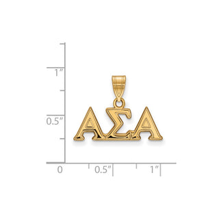 Sterling Silver Gold-plated LogoArt Alpha Sigma Alpha Sorority Greek Letters Medium Pendant
