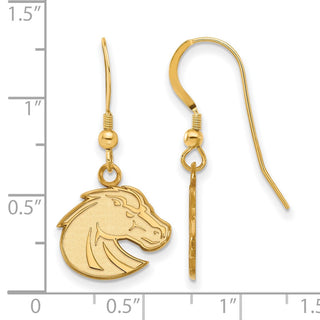 Sterling Silver Gold-plated LogoArt Boise State University Bronco Small Dangle Wire Earrings