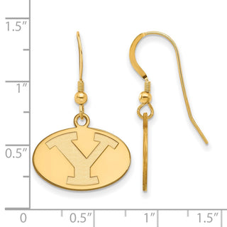 Sterling Silver Gold-plated LogoArt Brigham Young University Letter Y Small Dangle Wire Earrings