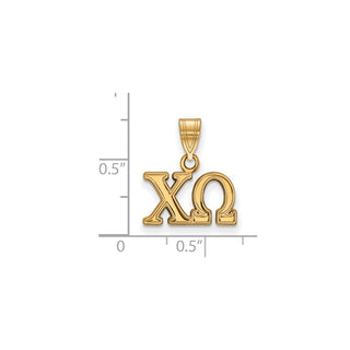 Sterling Silver Gold-plated LogoArt Chi Omega Sorority Greek Letters Medium Pendant