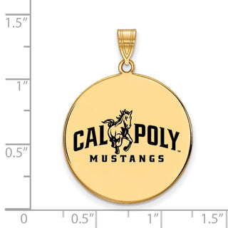 Sterling Silver Gold-plated LogoArt California Polytechnic State University Mustangs Extra Large Enameled Disc Pendant
