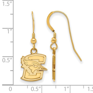 Sterling Silver Gold-plated LogoArt Creighton University Bluejay Small Dangle Wire Earrings