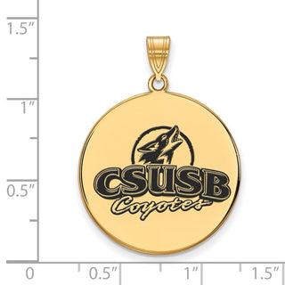 Sterling Silver Gold-plated LogoArt California State University San Bernardino Coyotes Extra Large Enameled Disc Pendant