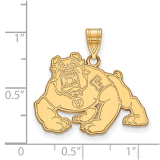10k Gold LogoArt California State University Fresno Bulldog Large Pendant