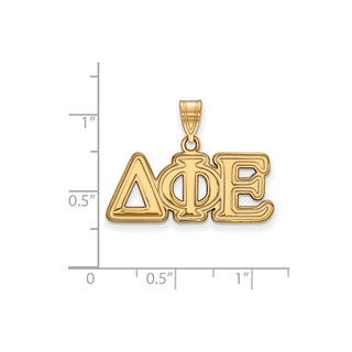 Sterling Silver Gold-plated LogoArt Delta Phi Epsilon Sorority Greek Letters Medium Pendant