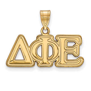 Sterling Silver Gold-plated LogoArt Delta Phi Epsilon Sorority Greek Letters Medium Pendant