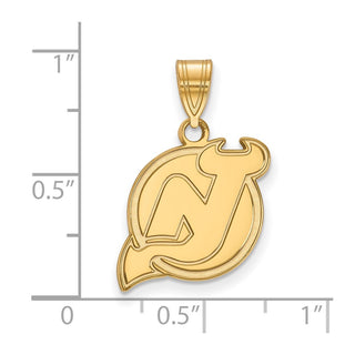 10k Gold NHL LogoArt New Jersey Devils Medium Pendant