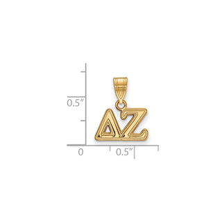 Sterling Silver Gold-plated LogoArt Delta Zeta Sorority Greek Letters Medium Pendant