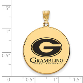 Sterling Silver Gold-plated LogoArt Grambling State University Extra Large Enameled Disc Pendant
