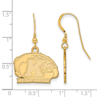 Sterling Silver Gold-plated LogoArt Kent State University Small Dangle Wire Earrings