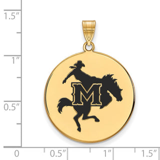 Sterling Silver Gold-plated LogoArt McNeese State University Extra Large Enameled Disc Pendant