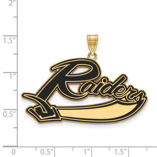 Sterling Silver Gold-plated LogoArt Mt Union College Raiders Extra Large Enameled Pendant