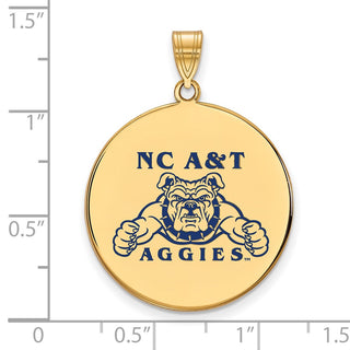 Sterling Silver Gold-plated LogoArt North Carolina A and T Aggies Extra Large Enameled Disc Pendant