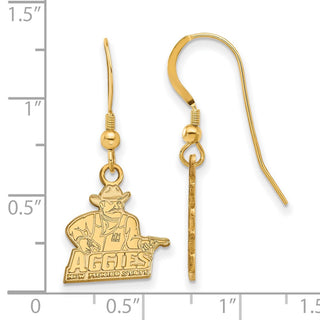 Sterling Silver Gold-plated LogoArt New Mexico State University Aggies Small Dangle Wire Earrings