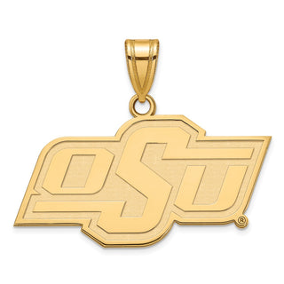 Sterling Silver Gold-plated LogoArt Oklahoma State University O-S-U Medium Pendant