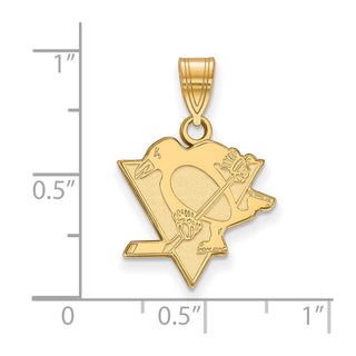 Sterling Silver Gold-plated NHL LogoArt Pittsburgh Penguins Medium Pendant