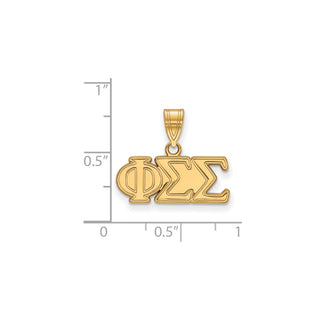 Sterling Silver Gold-plated LogoArt Phi Sigma Sigma Sorority Greek Letters Medium Pendant