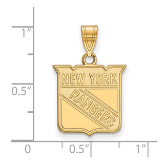 Sterling Silver Gold-plated NHL LogoArt New York Rangers Medium Pendant