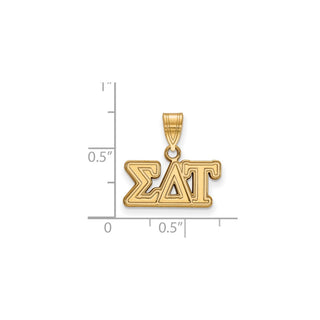 Sterling Silver Gold-plated LogoArt Sigma Delta Tau Sorority Greek Letters Medium Pendant