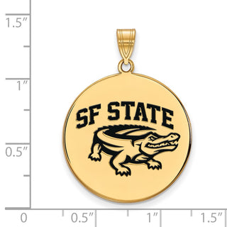 Sterling Silver Gold-plated LogoArt San Francisco State University Extra Large Enameled Disc Pendant