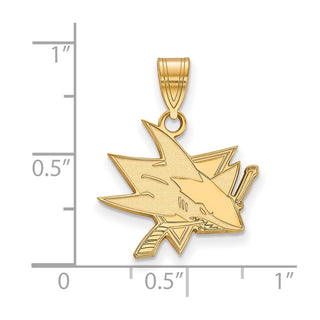 Sterling Silver Gold-plated NHL LogoArt San Jose Sharks Medium Pendant