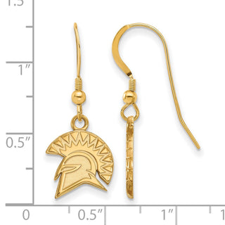 Sterling Silver Gold-plated LogoArt San Jose State University Spartan Small Dangle Wire Earrings