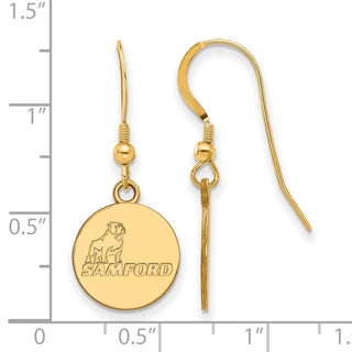 Sterling Silver Gold-plated LogoArt Samford University Small Dangle Wire Earrings
