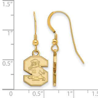 Sterling Silver Gold-plated LogoArt South Carolina State U Small Dangle Wire Earrings