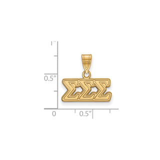 Sterling Silver Gold-plated LogoArt Sigma Sigma Sigma Sorority Greek Letters Medium Pendant