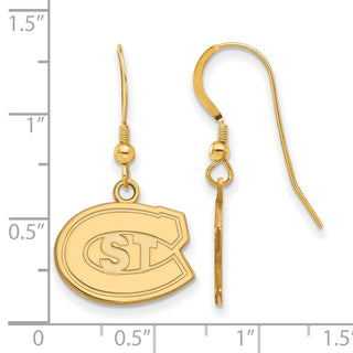 Sterling Silver Gold-plated LogoArt St. Cloud State University Small Dangle Wire Earrings
