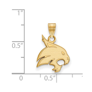 Sterling Silver Gold-plated LogoArt Texas State University Bobcat Medium Pendant