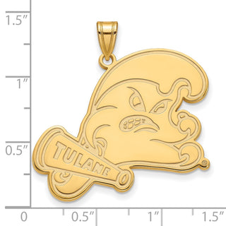 14k Gold LogoArt Tulane University Extra Large Pendant