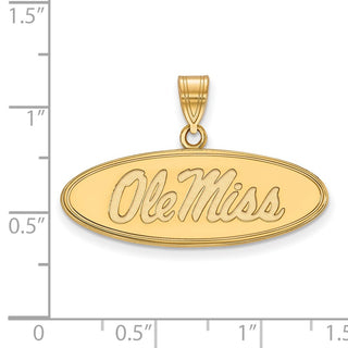 Sterling Silver Gold-plated LogoArt University of Mississippi Ole Miss Medium Oval Pendant