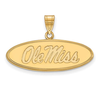 14k Gold LogoArt University of Mississippi Ole Miss Medium Oval Pendant