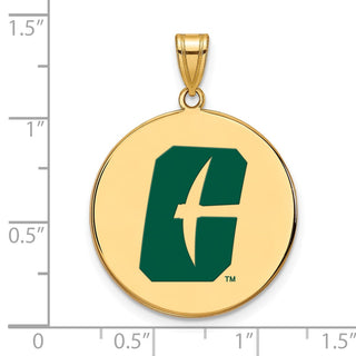 Sterling Silver Gold-plated LogoArt University of North Carolina at Charlotte 49ers Extra Large Enameled Disc Pendant