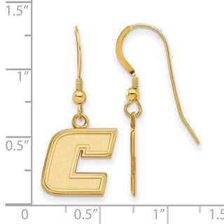 Sterling Silver Gold-plated LogoArt University of Tennessee at Chattanooga Letter C Small Dangle Wire Earrings