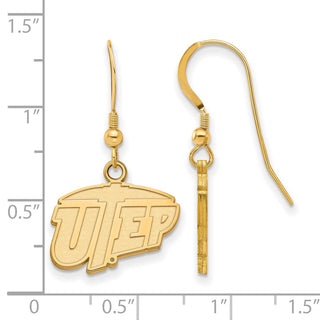Sterling Silver Gold-plated LogoArt University of Texas at El Paso Small Dangle Earrings