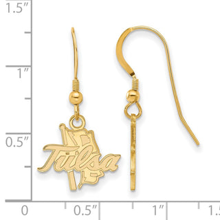 Sterling Silver Gold-plated LogoArt University of Tulsa Small Dangle Wire Earrings